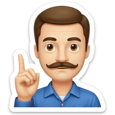 un uomo baffuto spocchioso con il dito alzato e con sguardo compiaciuto da chi la sa lunga sticker