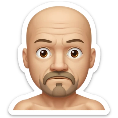 White middle age boxer goatee bald head sticker