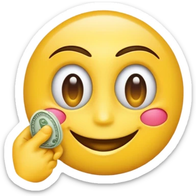 emoji haciendo un guiño con un ojo y sosteniendo dinero sticker