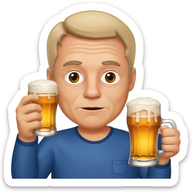 drunk middle man with a glass of beer sticker