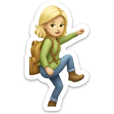 Blonde girl climbing up stairs sticker