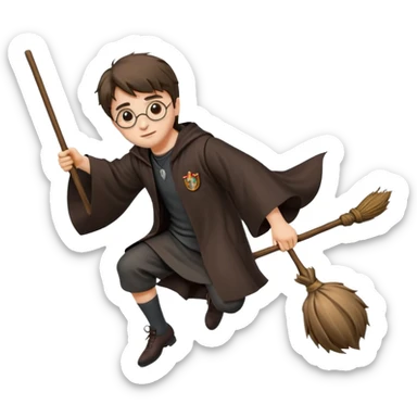 Harry potter flying on a broomstick sticker