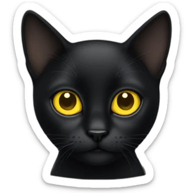 Entire Black cat with yellow eyes sticker