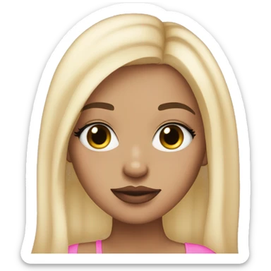 light skin girl, very long eye lashes, pink lips sticker