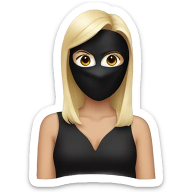 Woman wearing a black mask holding whiplash sticker