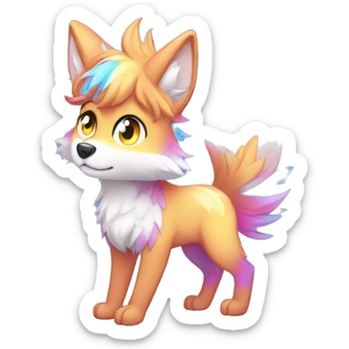 Colorful Shiny Fionbri-Falvie-sparkle-wolf-sona full body sticker