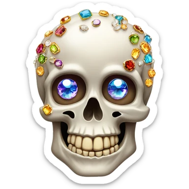 skull with a brain in it and gems as eyes  sticker