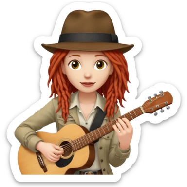 female red haired Musician with dreadlocks and fedora sticker