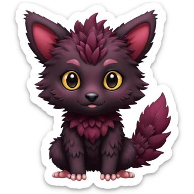 Cute adorable black Trico-hybrid-creature dark burgundy (full body) sticker