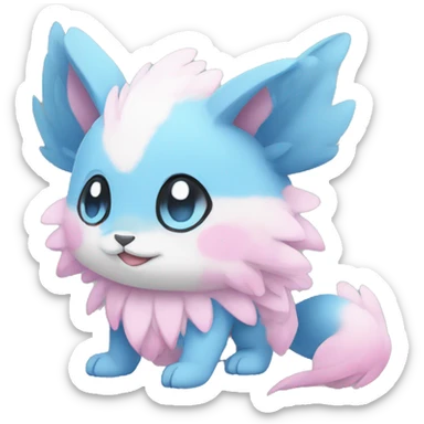 Cute cool white blue pink animal hybrid Fakemon full body sticker
