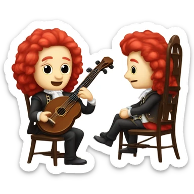 Antonio Vivaldi composer Red wig old chibi sitting chair banjo sticker