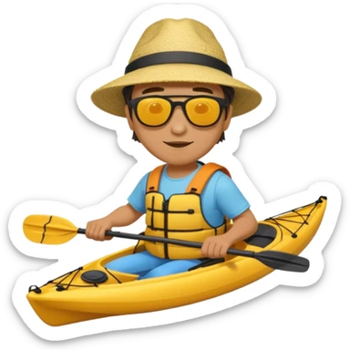 Yellow sea kayak with small male paddler sticker