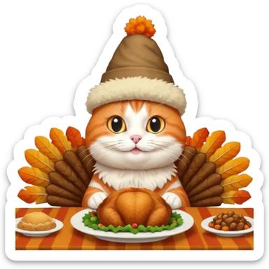 Thanksgiving turkey cat sticker