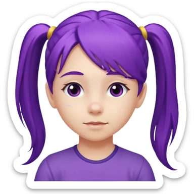 5-year-old girl with long purple hair in a ponytail sticker
