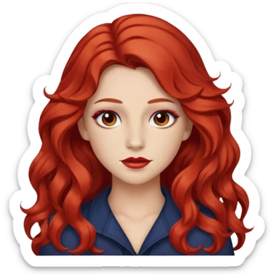 Chappell Roan (b.1998) with red long wavy hair, makeup sticker