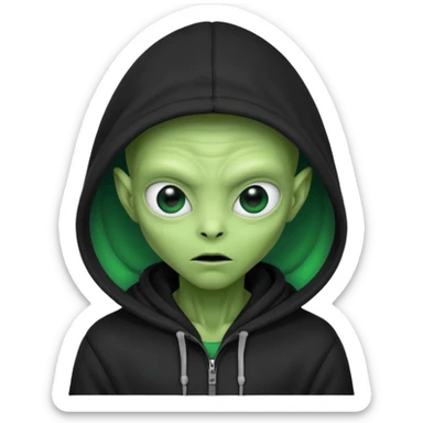 a portrait of aliens wear black hoodie sticker