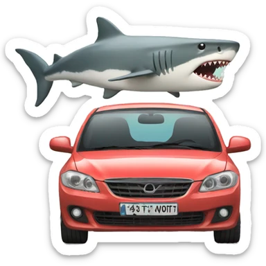 Car with a shark driving sticker
