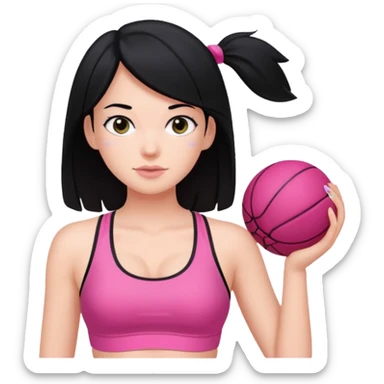 White girl with black hair pilates pink sticker