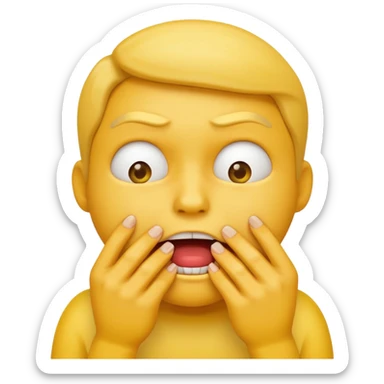 Yellow emoji figure biting nails sticker