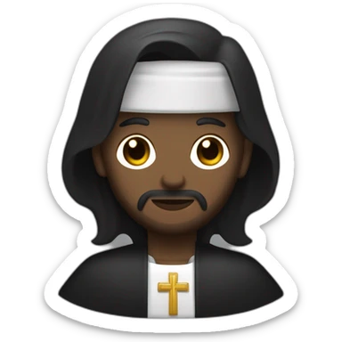 sacerdote piel blanca vestidi de negro crucifijo en la mano sticker