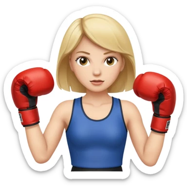 white woman emoji with boxing gloves, throwing a punch sticker