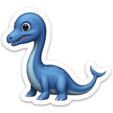 A realistic greyish-dark-blue gloomy Loch-Ness-plesiosaurus-monster with black tiny orb-eyes sticker