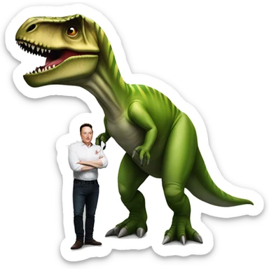 Elon musk with a T-Rex  sticker