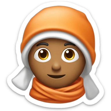 Adam Port who wears a red cap on his head and a white and orange scarf around his neck sticker