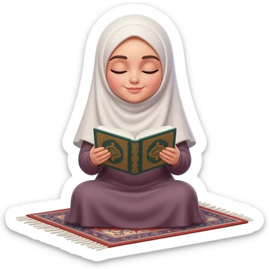 hijabi reading quran sticker