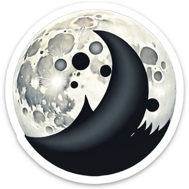  white moon in black sky sticker