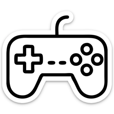 classic game controller icon, simple, bold, clean lines, minimal color, modern icon style sticker