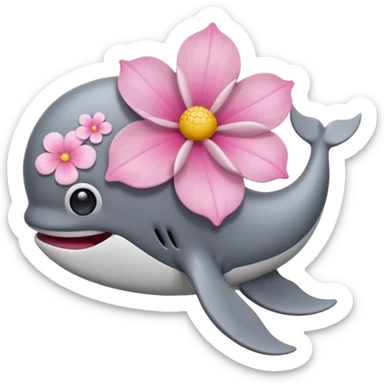 Ballena con una flor en la cabeza  sticker