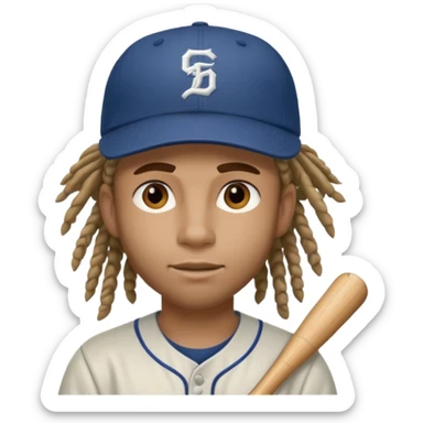 dreadlock baseball player sticker