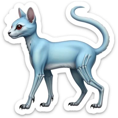 long-snouted evil skeletal skully swampy ghostly see-through transparent-light-pastel-pale-blue whitish spectral edgy spooky bloody meager thin cool poltergeist-caracal-civet-genet-sergal-vernid-Gryphon-Cacomistle-Trico-oncilla-animal-Fakémon-hybrid-fursona (full body) sticker