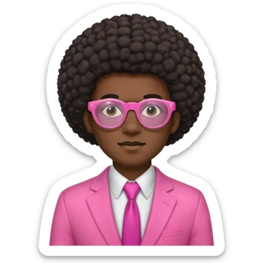 afro hair man pink suit pink glasses sticker