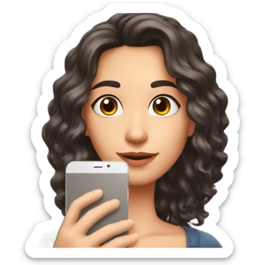 Brune aux cheveux courts qui se prend en selfie avec son téléphone sticker