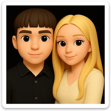 Make the guy's skin color the same as the girl's skin color in the image, keeping the 3d-emoji style and everything else unchanged. The original style is 3d-emoji, but since it does not support editing, use the general style editor while preserving the 3d-emoji look. sticker