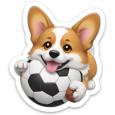 A corgi playing with the ball sticker