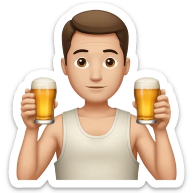 Emoji beauf avec un coupe de cheveux mulet accentué, un ventre vraiment rond, un débardeur et une bière dans la main sticker