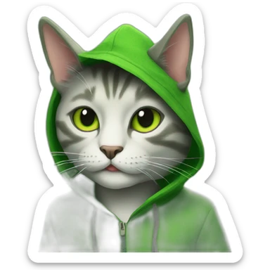 cat wearing a green stanley ipkiss costume from the film the mask sticker