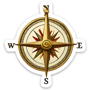 compass pointing east sticker