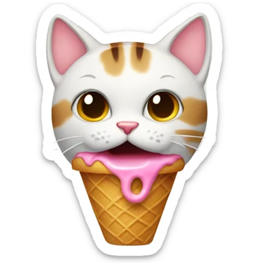 Cat eating ice cream sticker