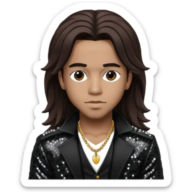 Spectacular from Pretty Ricky with long dark brown hair, black sequin outfit sticker