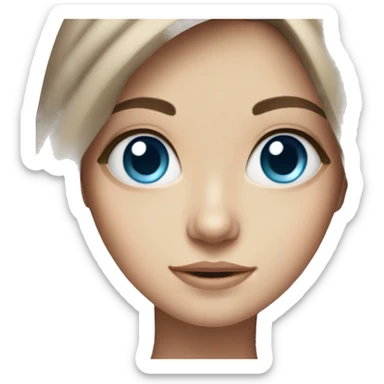 White girl with long brown hair and blue eyes  sticker