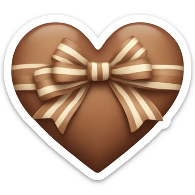 brown pastel heart with a beige striped bow sticker