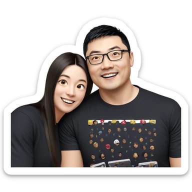 smiling boys in black shirts sticker