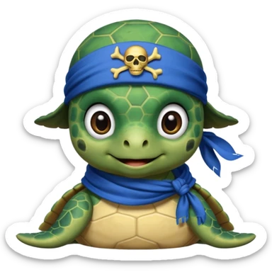 cute sea turtle wearing a blue pirate scarf sticker