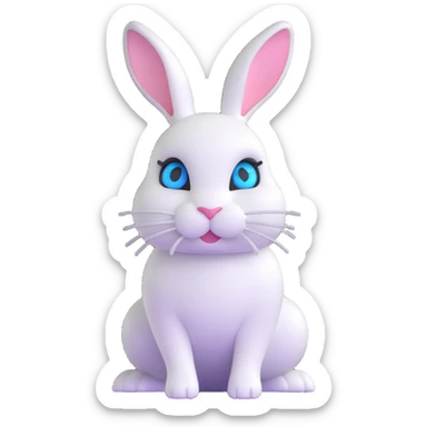 blue and white rabbit with ocean blue eyes sticker