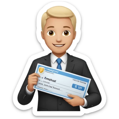Happy CEO investing money to a hospital sticker
