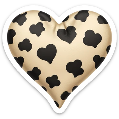Beige Cow print heart  sticker
